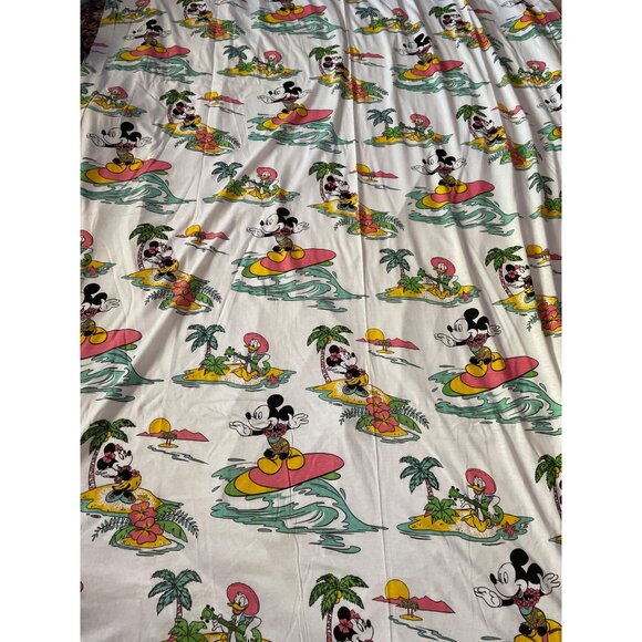 Vintage Disney Mickey & Minnie Hawaiian Tropical 90s Fabric Polyester Stretchy - Picture 1 of 9
